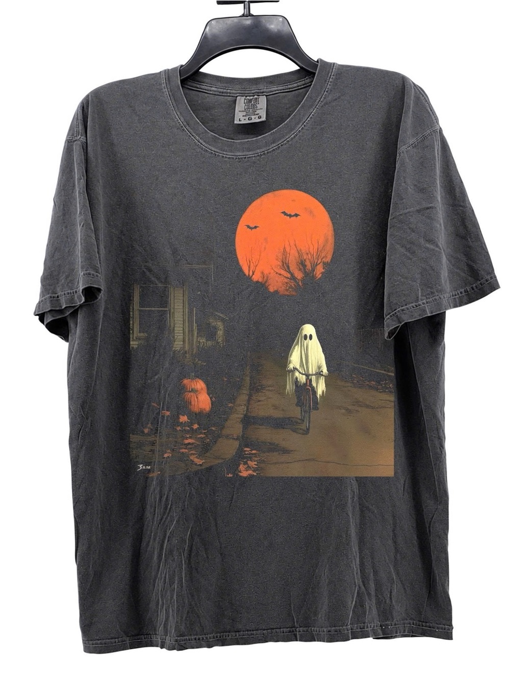 Comfort Colors Ghost Rider with Pumpkin & Moon Graphic Halloween Tee